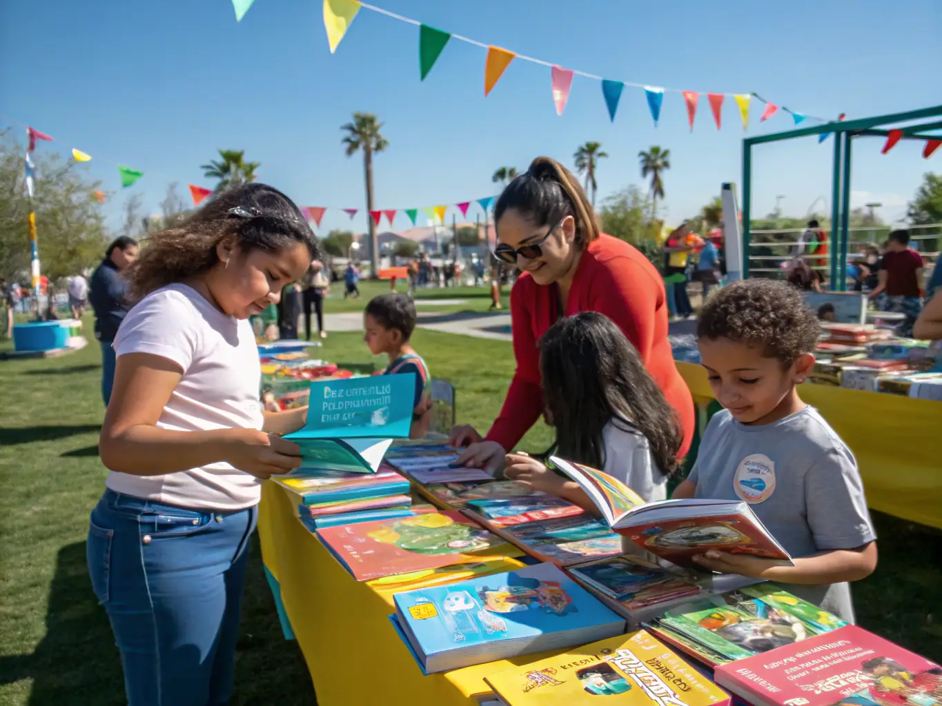 A picture of a community event at AD HOC, with people of all ages participating in a reading session.