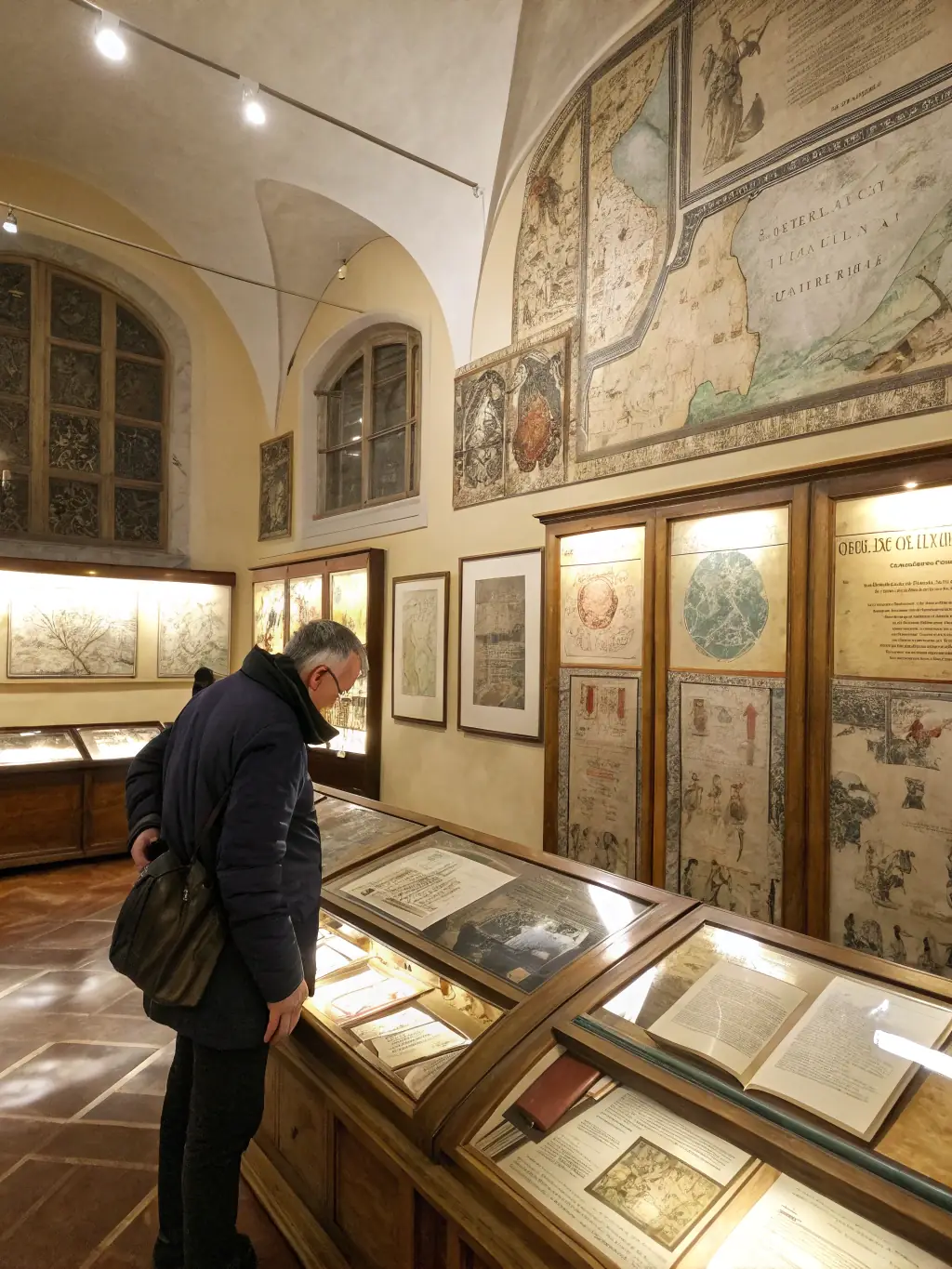 A photograph of a researcher carefully examining an ancient manuscript in the AD HOC archives, showcasing the depth of historical resources available.